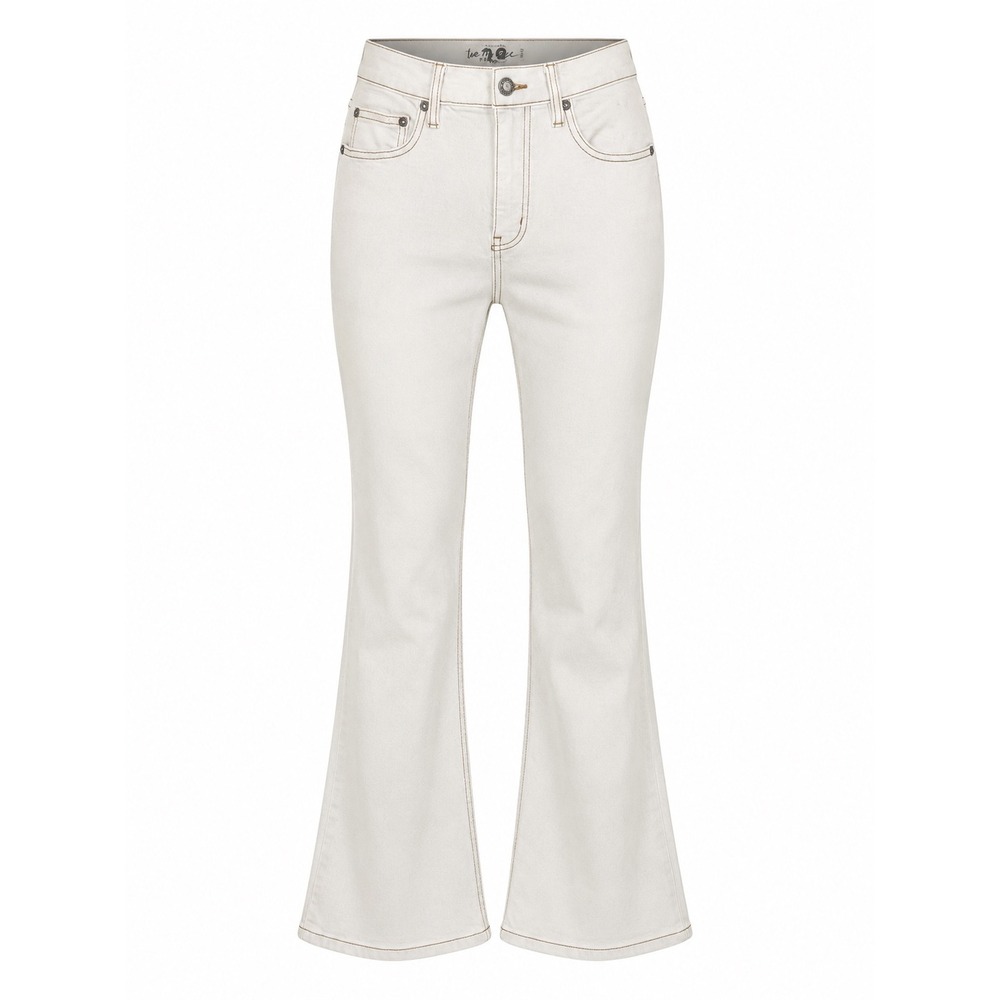We The Free Free People CRVY High Rise Flare Jeans Cream Off White Size 28